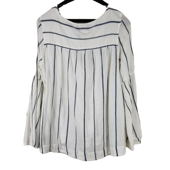 Sanctuary White Blue Strip Peasant Women Blouse S NWT - Picture 2 of 7